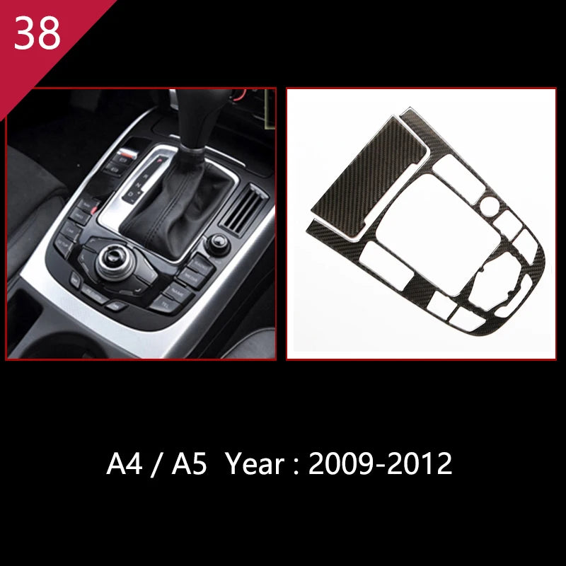 Carbon Fiber For Audi A4 B8 A5 Car Gearshift Air Conditioning Outlet CD Button Panel Frame Cover Trim Sticker Auto Accessories