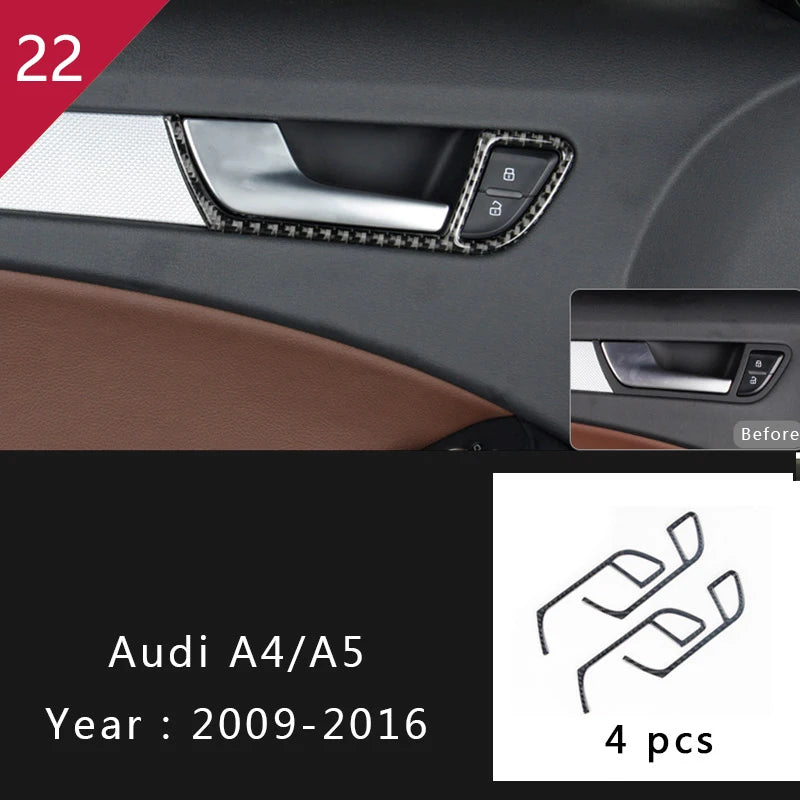Carbon Fiber For Audi A4 B8 A5 Car Gearshift Air Conditioning Outlet CD Button Panel Frame Cover Trim Sticker Auto Accessories