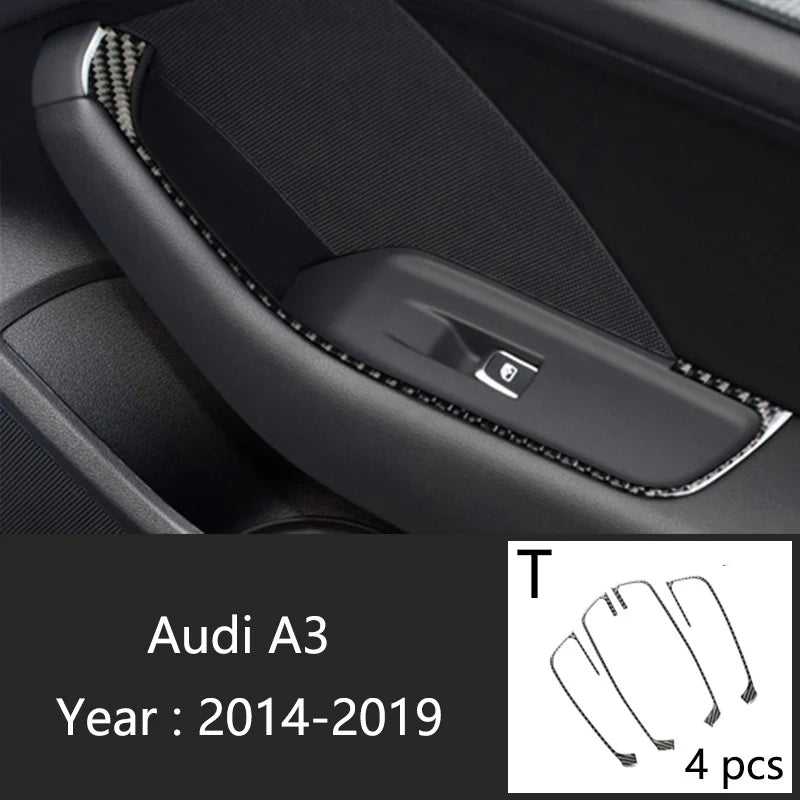 Carbon Fiber For Audi A3 8V S3 Car Interior Gearshift Air Conditioning CD Panel Door Armrest Cover Trim Stickers Accessories
