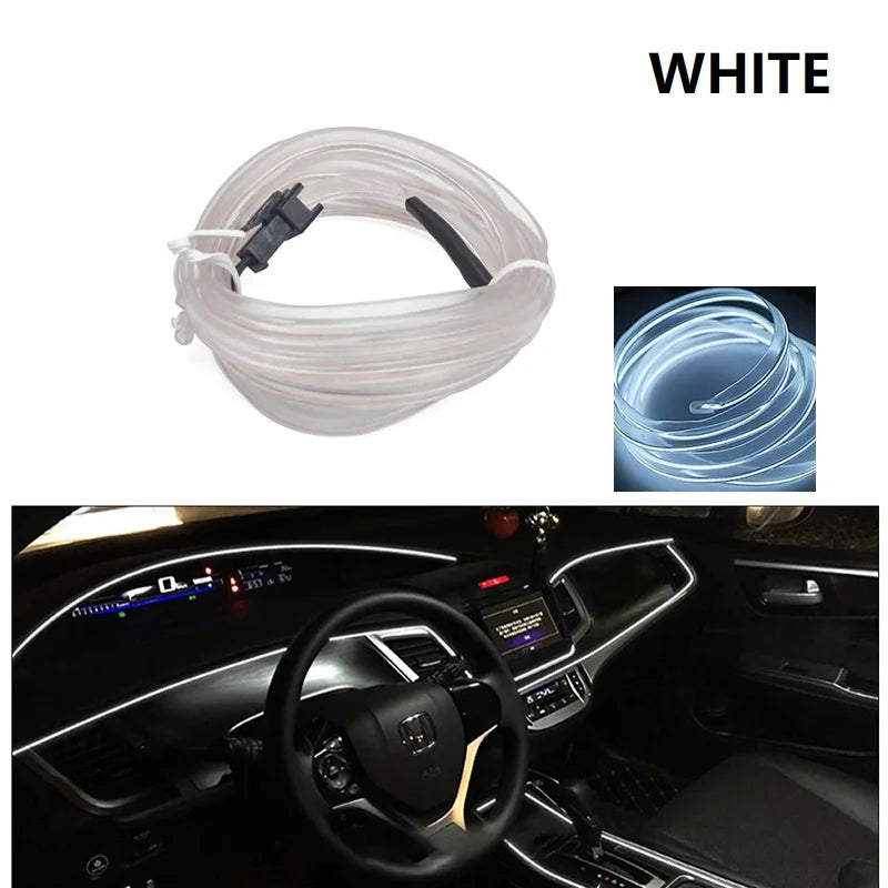 1/2/3/4/5M Car Interior Led Decorative Lamp EL Wiring Neon Strip For Auto DIY Flexible Ambient Light USB Cigar Atmosphere Diode
