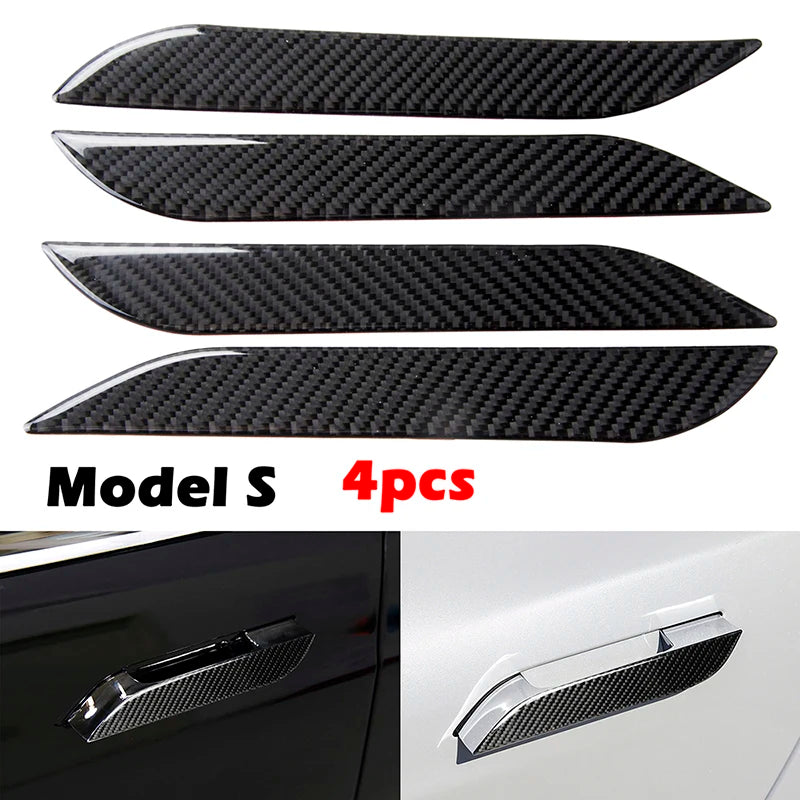 Car Door Handle Anti-scratch Sticker Real Carbon Fiber Trim 