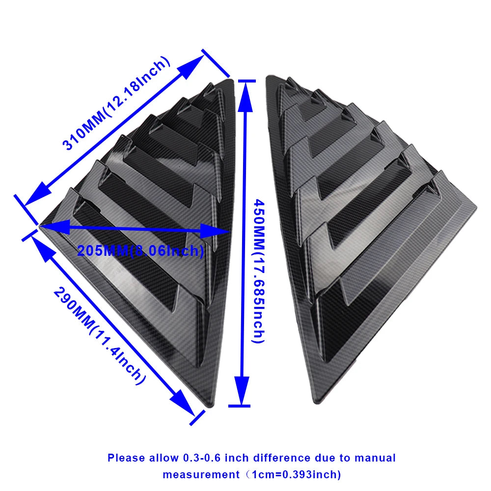 Rear Quarter Window Louvers Panel Side Tuyere Vent Cover Sti
