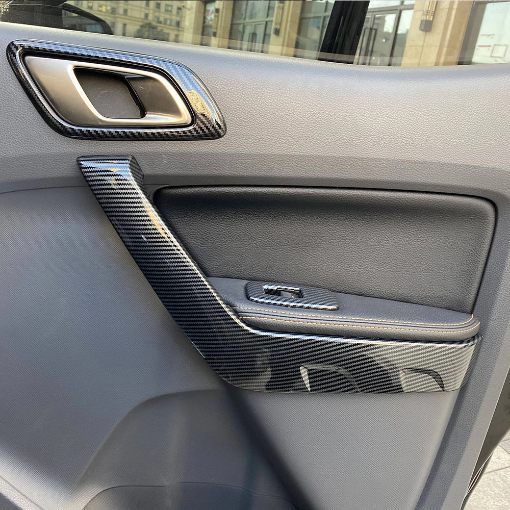 4Pcs Carbon Fiber Color Car Interior Door Handle Cover Trim 