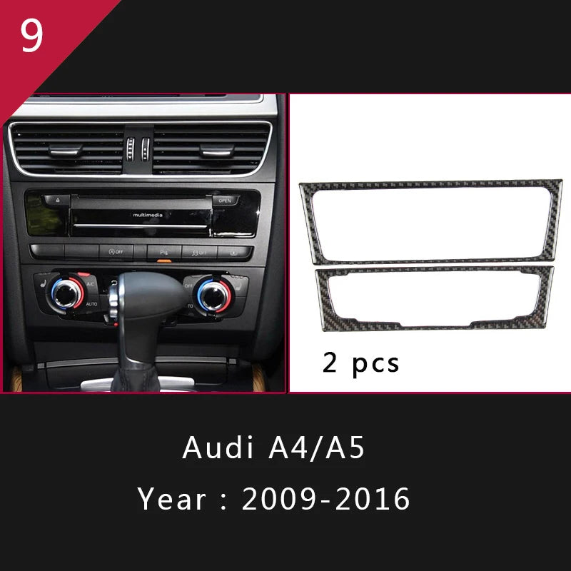 Carbon Fiber For Audi A4 B8 A5 Car Gearshift Air Conditioning Outlet CD Button Panel Frame Cover Trim Sticker Auto Accessories