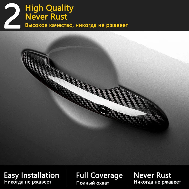 Black Carbon Fiber Door Handle Cover for Ford Transit Custom