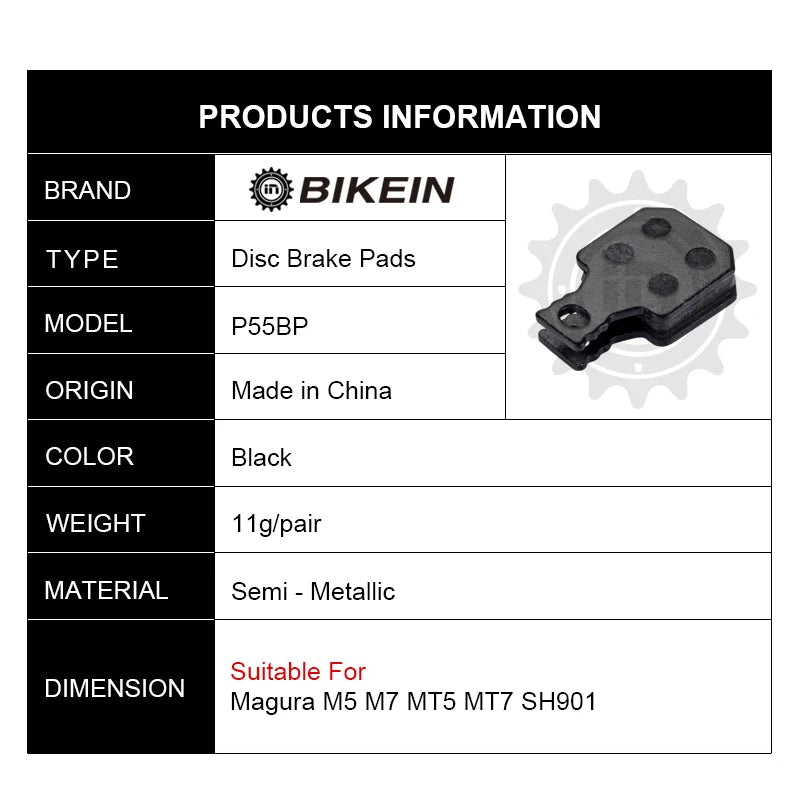 BIKEIN 4 Pairs Mountain Bicycle Hydraulic Brake Pad MTB Bike