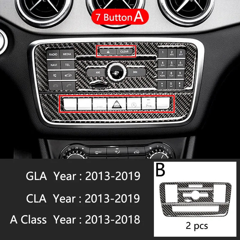 Carbon Fiber For Mercedes A GLA CLA Class W176 X156 C117 Car Interior Gearshift AC CD Panel Door Armrest Cover Trim Accessories