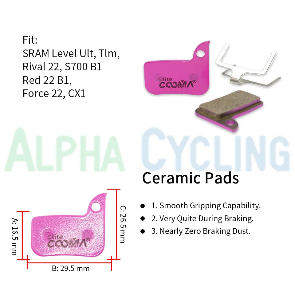 4 Pairs Ceramic Bike Disc Brake Pads for SRAM Level Red 22 B
