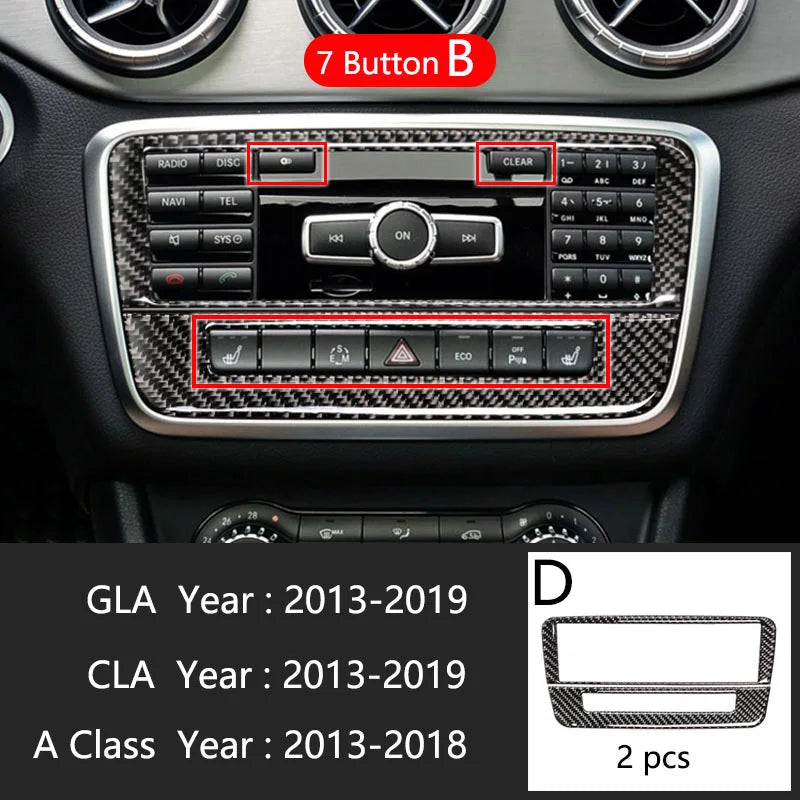 Carbon Fiber For Mercedes A GLA CLA Class W176 X156 C117 Car Interior Gearshift AC CD Panel Door Armrest Cover Trim Accessories