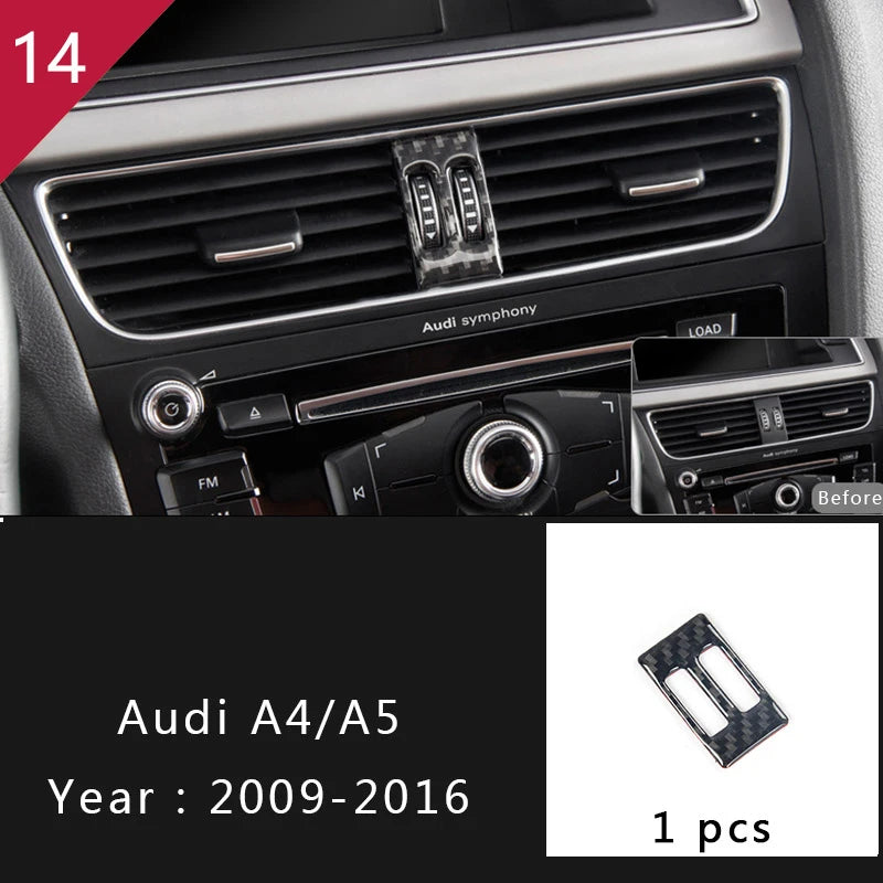 Carbon Fiber For Audi A4 B8 A5 Car Gearshift Air Conditioning Outlet CD Button Panel Frame Cover Trim Sticker Auto Accessories