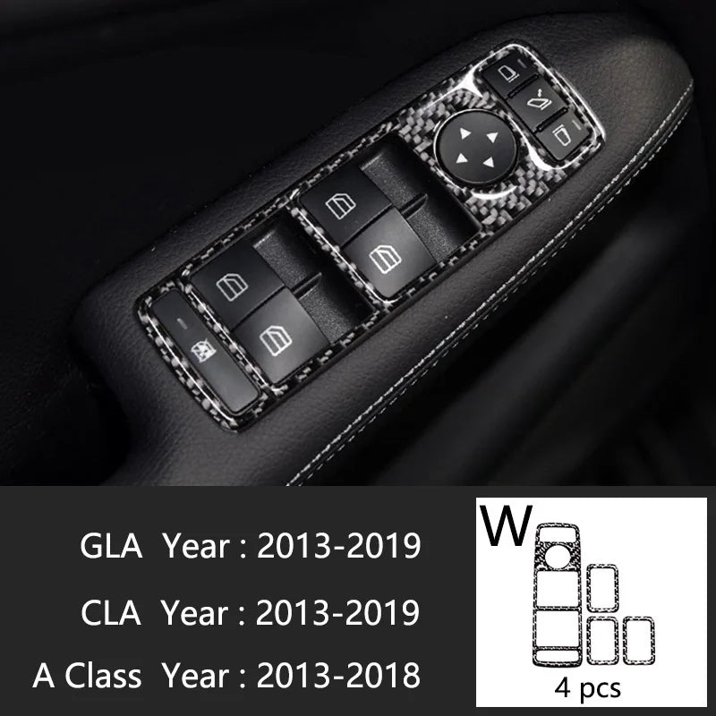 Carbon Fiber For Mercedes A GLA CLA Class W176 X156 C117 Car Interior Gearshift AC CD Panel Door Armrest Cover Trim Accessories