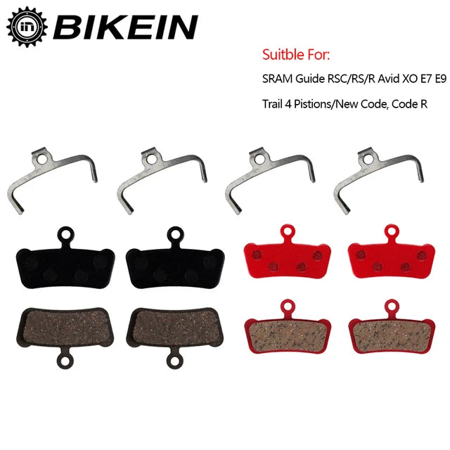 BIKEIN 4 Pairs Resin/ceramic/all metal Bike Disc Brake Pads For SRAM Guide RSC/RS/R Avid XO E7 E9 Trail MTB Hydraulic Brake Pad