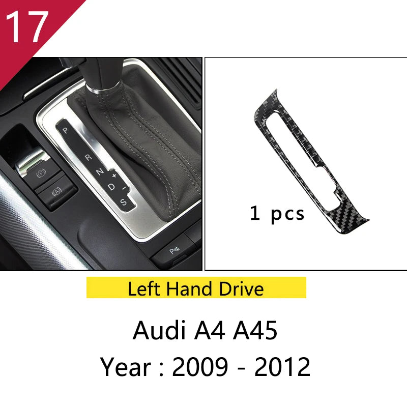 Carbon Fiber For Audi A4 B8 A5 Car Gearshift Air Conditioning Outlet CD Button Panel Frame Cover Trim Sticker Auto Accessories