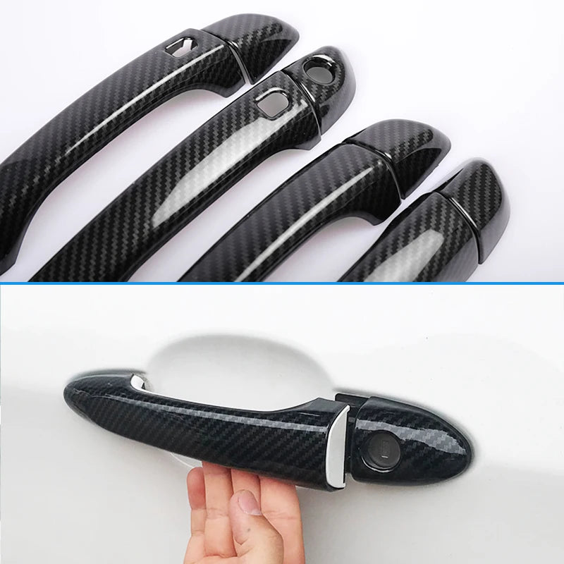 Black Carbon Fiber Door Handle Cover for Ford Transit Custom