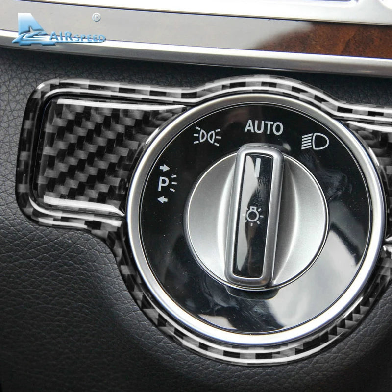 Airspeed Carbon Fiber Headlight Switch Stickers For Mercedes
