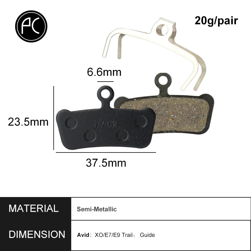 PCycling 4 Pairs (8pcs) Semi-Metallic Disc Brake Pads for SR