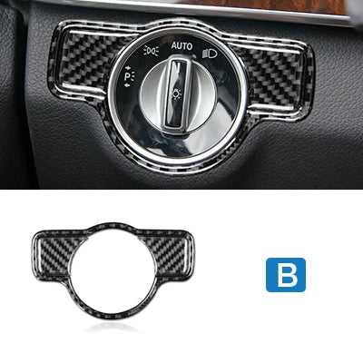 Airspeed Carbon Fiber Headlight Switch Stickers For Mercedes Benz A B C E G Class CLA GLA GLE GLK GL Accessories Trim Car Cover