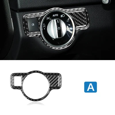 Airspeed Carbon Fiber Headlight Switch Stickers For Mercedes Benz A B C E G Class CLA GLA GLE GLK GL Accessories Trim Car Cover