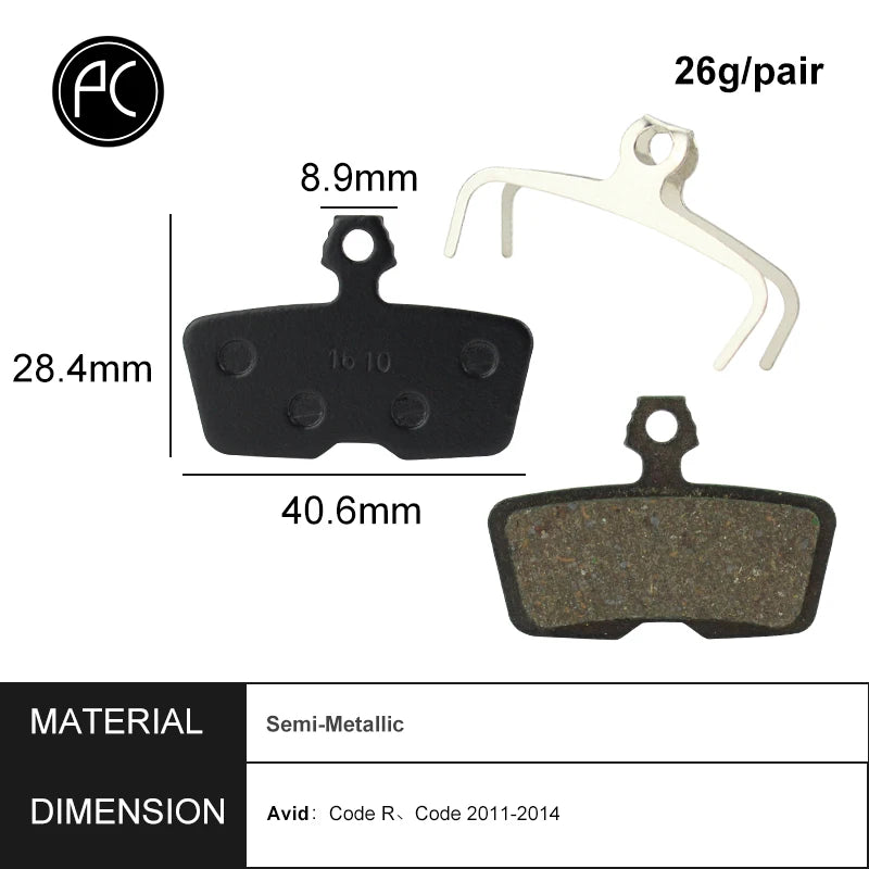 PCycling 4 Pairs (8pcs) Semi-Metallic Disc Brake Pads for Av