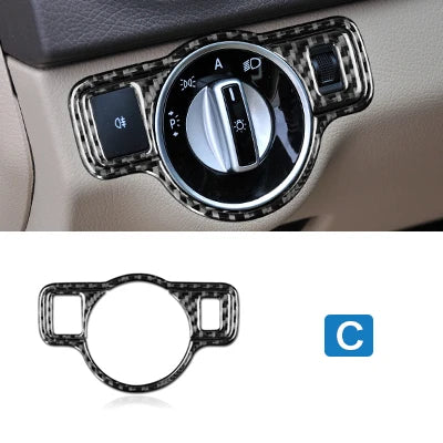 Airspeed Carbon Fiber Headlight Switch Stickers For Mercedes Benz A B C E G Class CLA GLA GLE GLK GL Accessories Trim Car Cover