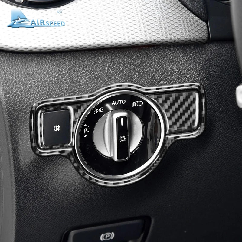 Airspeed Carbon Fiber Headlight Switch Stickers For Mercedes