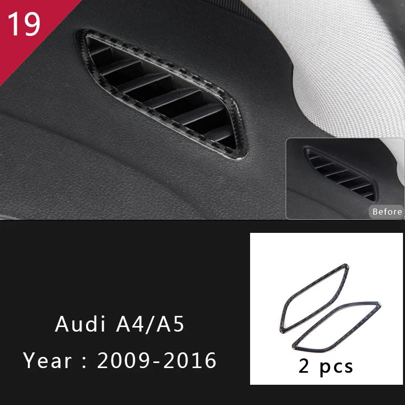 Carbon Fiber For Audi A4 B8 A5 Car Gearshift Air Conditioning Outlet CD Button Panel Frame Cover Trim Sticker Auto Accessories