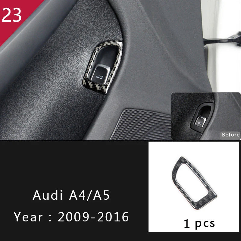 Carbon Fiber For Audi A4 B8 A5 Car Gearshift Air Conditioning Outlet CD Button Panel Frame Cover Trim Sticker Auto Accessories