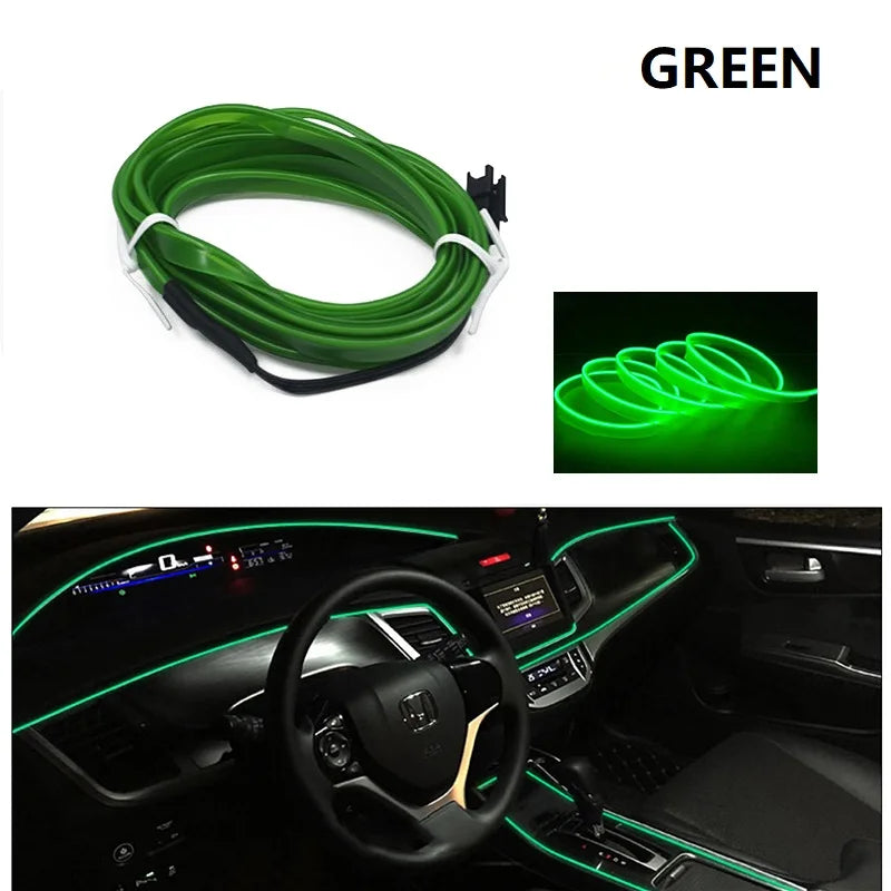 1/2/3/4/5M Car Interior Led Decorative Lamp EL Wiring Neon Strip For Auto DIY Flexible Ambient Light USB Cigar Atmosphere Diode