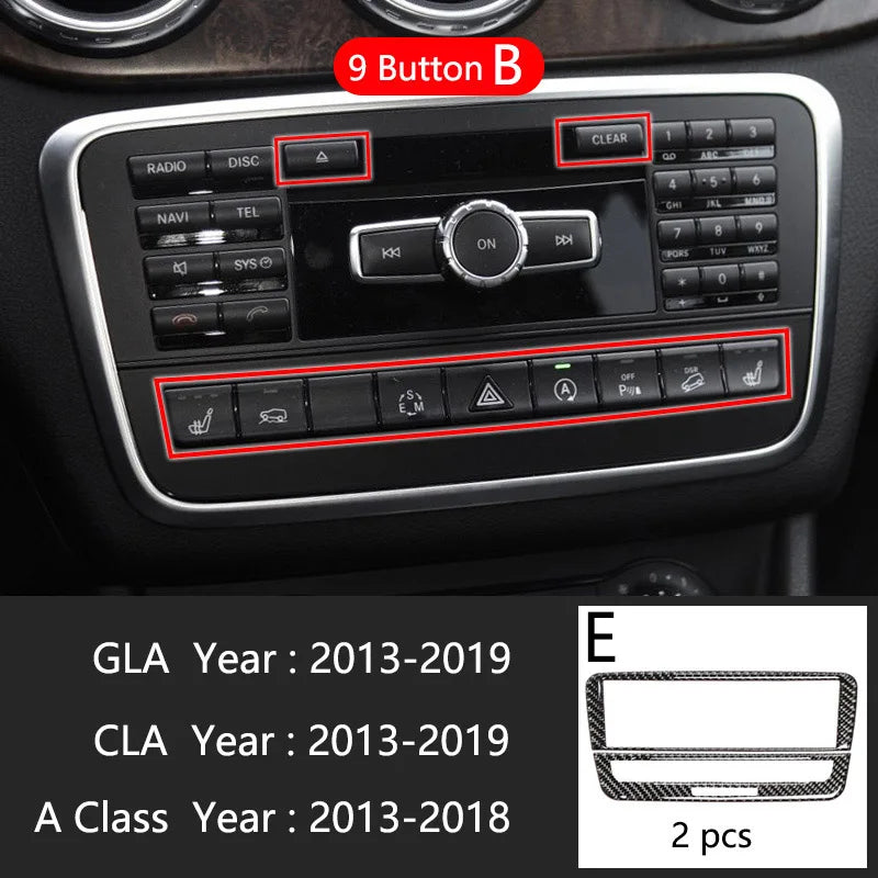 Carbon Fiber For Mercedes A GLA CLA Class W176 X156 C117 Car Interior Gearshift AC CD Panel Door Armrest Cover Trim Accessories