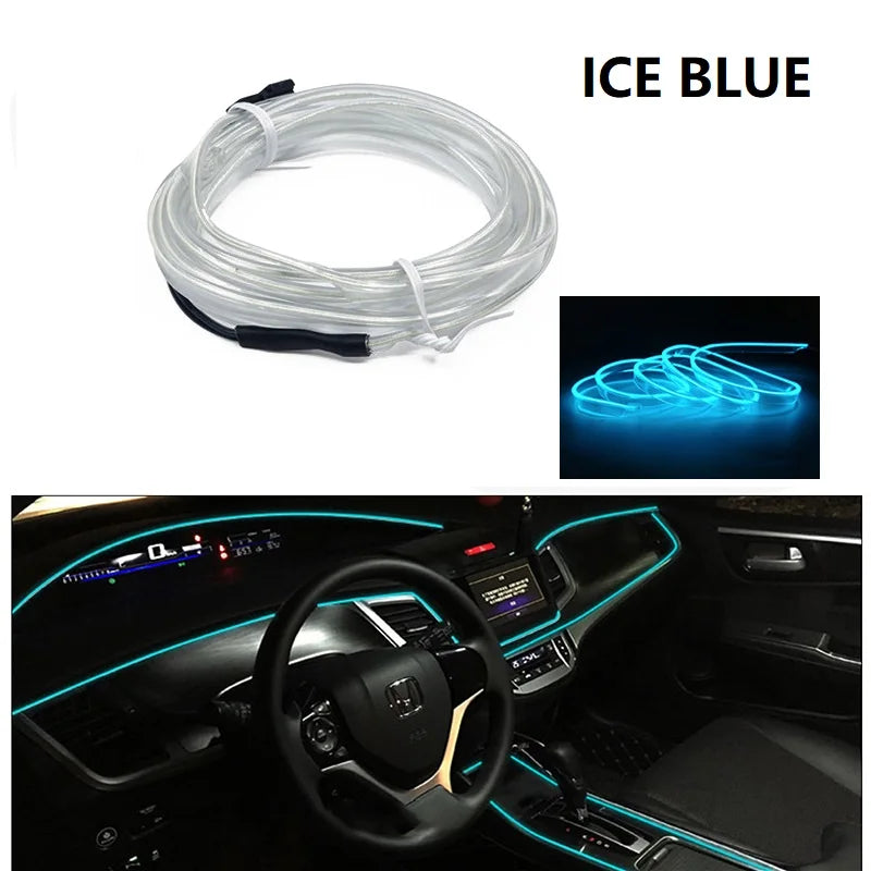 1/2/3/4/5M Car Interior Led Decorative Lamp EL Wiring Neon Strip For Auto DIY Flexible Ambient Light USB Cigar Atmosphere Diode
