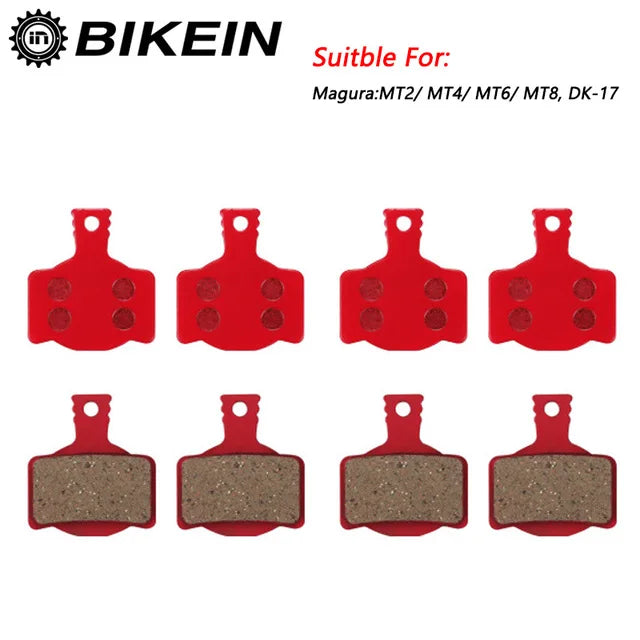 BIKEIN 4 Pairs Resin/Ceramic/Full Metal Bicycle Disc Brake Pads For Magura MT2 MT4 MT6 MT8 DK-17 High Quality MTB Bike Brake Pad