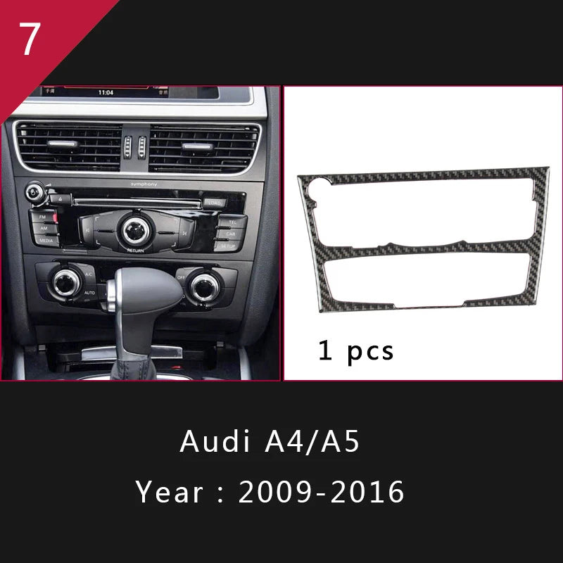 Carbon Fiber For Audi A4 B8 A5 Car Gearshift Air Conditioning Outlet CD Button Panel Frame Cover Trim Sticker Auto Accessories