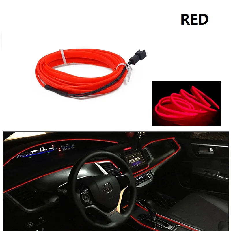 1/2/3/4/5M Car Interior Led Decorative Lamp EL Wiring Neon Strip For Auto DIY Flexible Ambient Light USB Cigar Atmosphere Diode