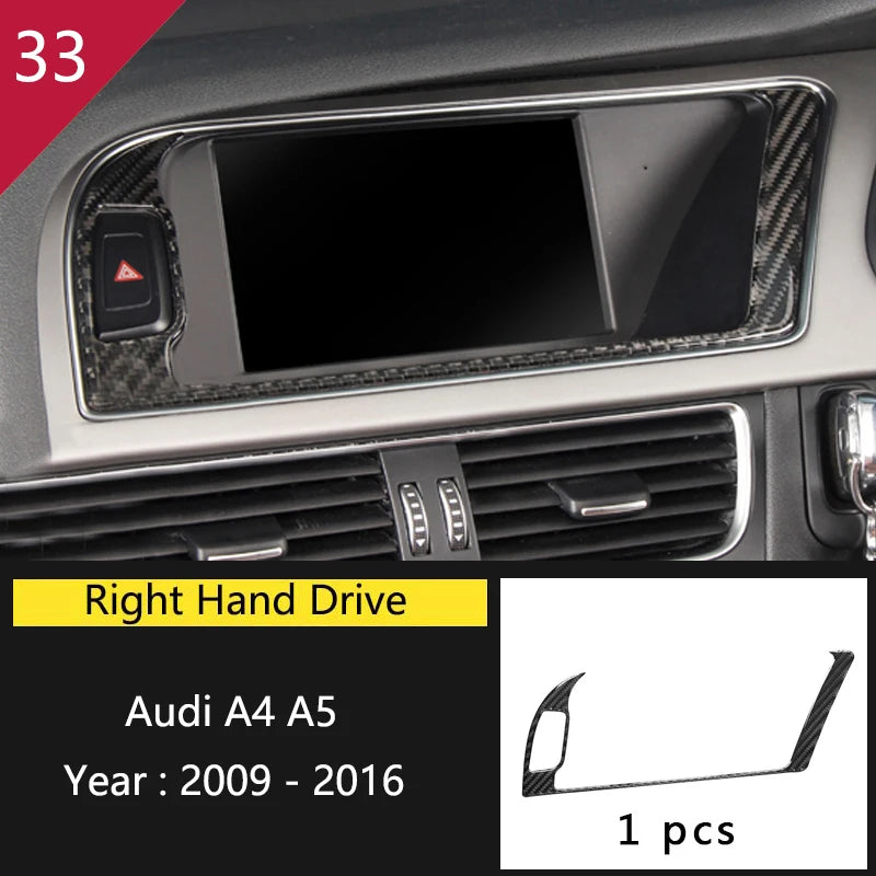 Carbon Fiber For Audi A4 B8 A5 Car Gearshift Air Conditioning Outlet CD Button Panel Frame Cover Trim Sticker Auto Accessories