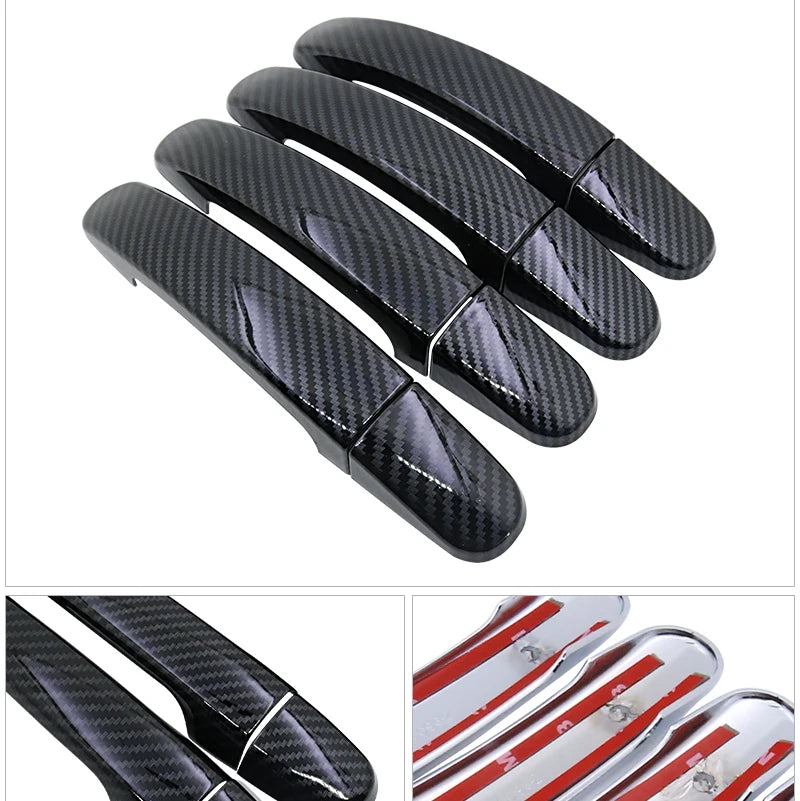 Black Carbon Fiber Door Handle Cover for Ford Transit Custom
