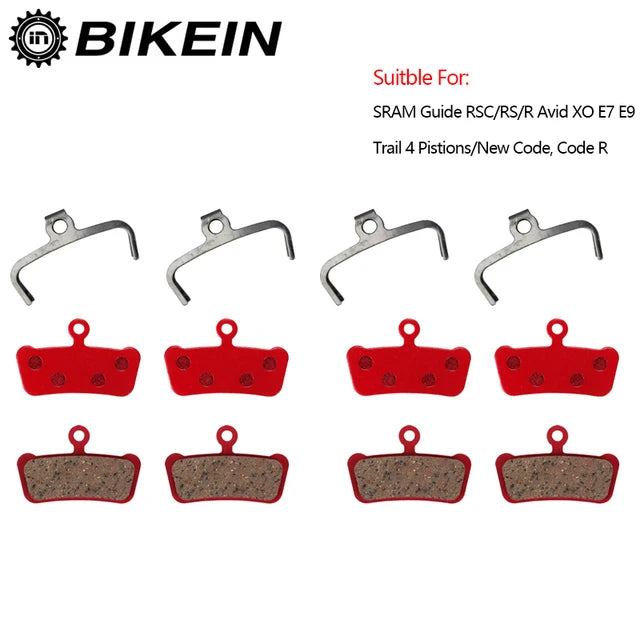 BIKEIN 4 Pairs Resin/ceramic/all metal Bike Disc Brake Pads For SRAM Guide RSC/RS/R Avid XO E7 E9 Trail MTB Hydraulic Brake Pad