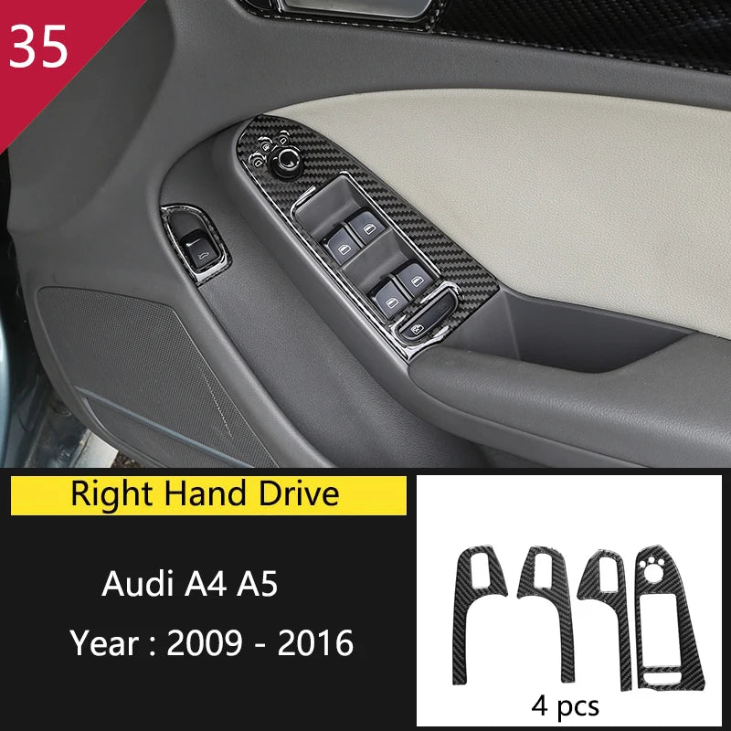 Carbon Fiber For Audi A4 B8 A5 Car Gearshift Air Conditioning Outlet CD Button Panel Frame Cover Trim Sticker Auto Accessories