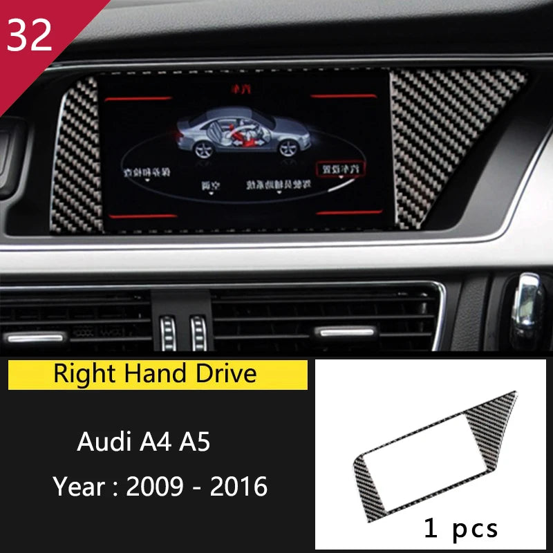 Carbon Fiber For Audi A4 B8 A5 Car Gearshift Air Conditioning Outlet CD Button Panel Frame Cover Trim Sticker Auto Accessories