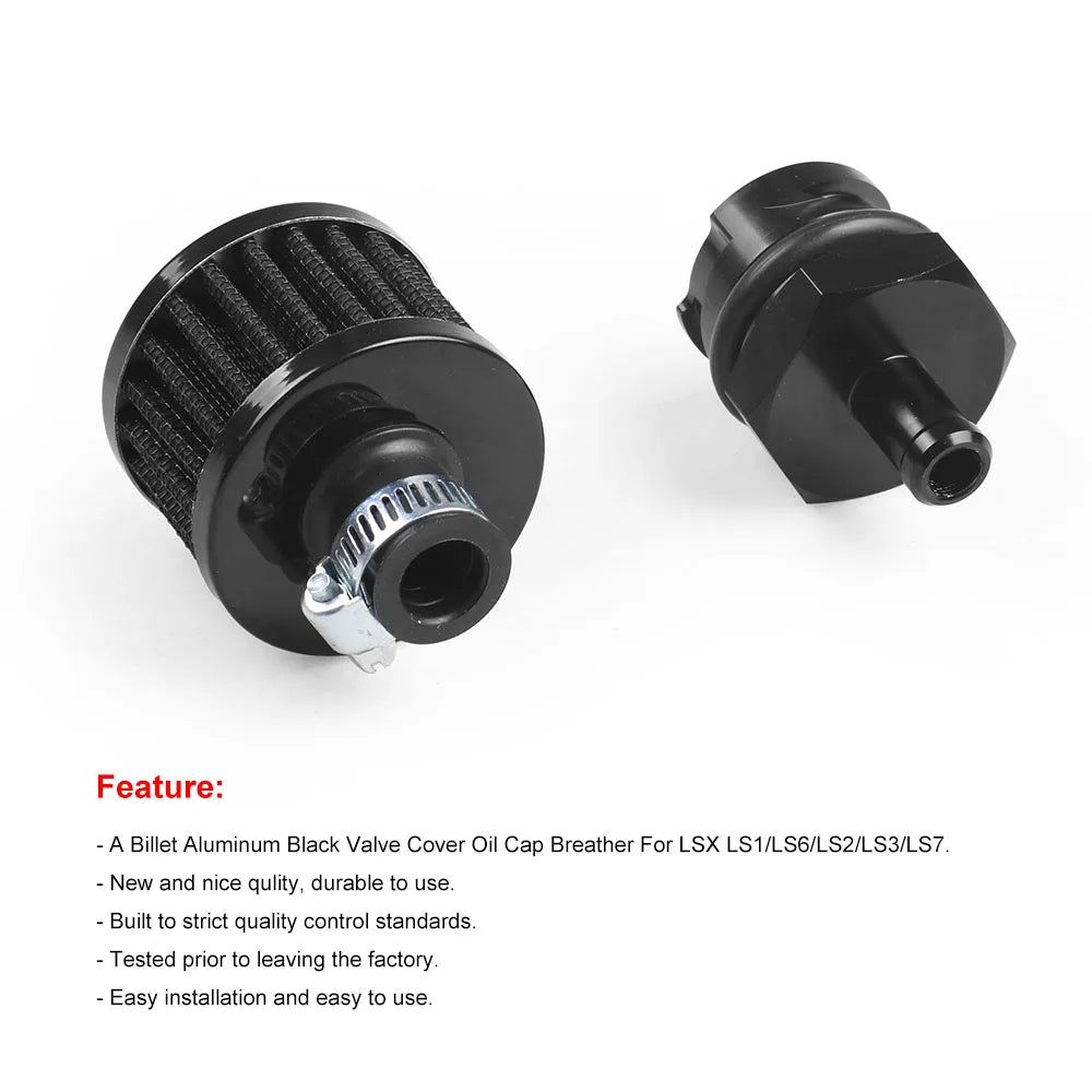 Billet Valve Cover Oil Cap Breather Fitting With Filter for 