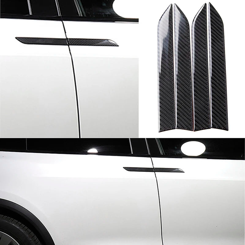 4pcs Car Door Handle Stickers Set Real Carbon Fiber Anti-scr
