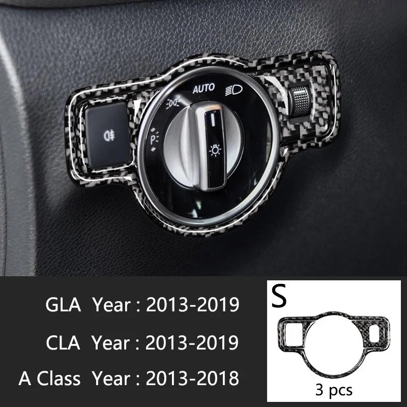 Carbon Fiber For Mercedes A GLA CLA Class W176 X156 C117 Car Interior Gearshift AC CD Panel Door Armrest Cover Trim Accessories