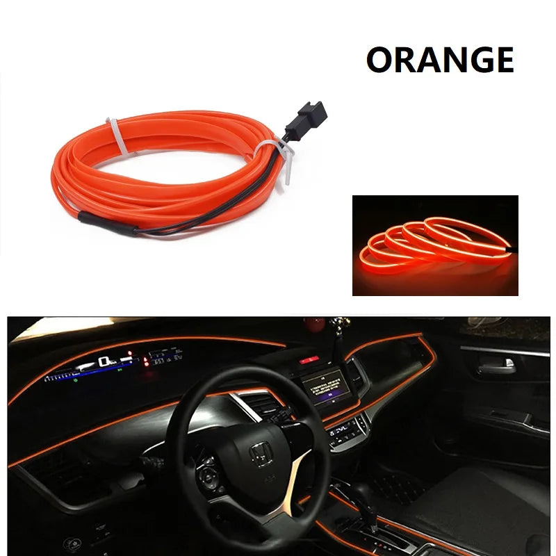 1/2/3/4/5M Car Interior Led Decorative Lamp EL Wiring Neon Strip For Auto DIY Flexible Ambient Light USB Cigar Atmosphere Diode