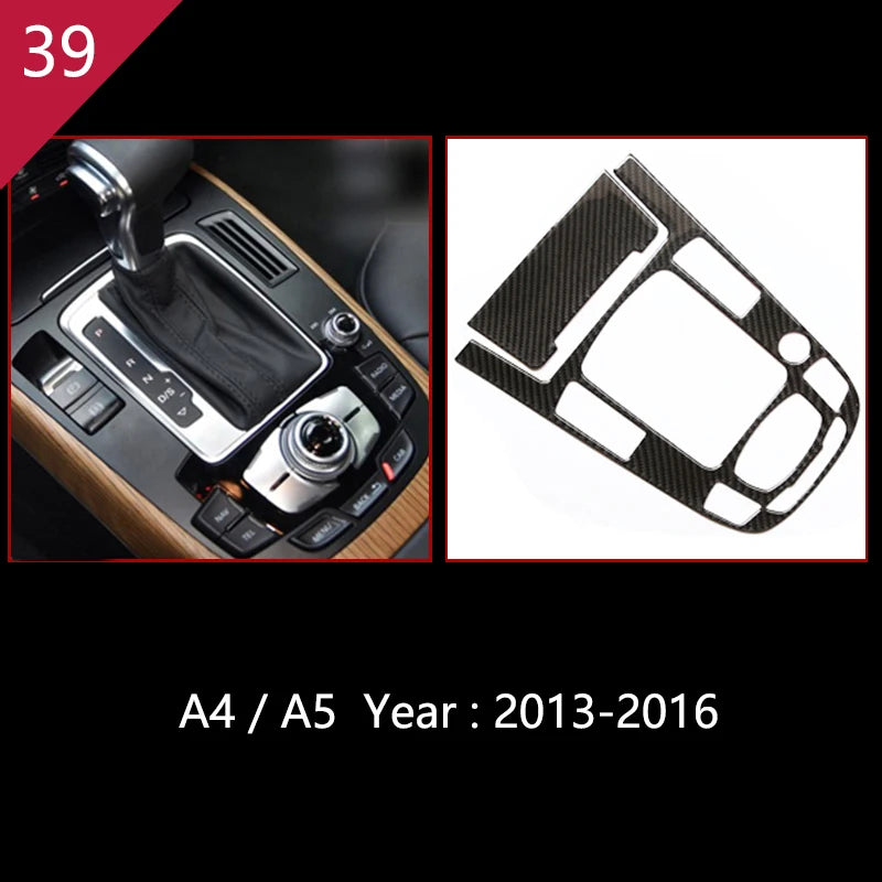 Carbon Fiber For Audi A4 B8 A5 Car Gearshift Air Conditioning Outlet CD Button Panel Frame Cover Trim Sticker Auto Accessories