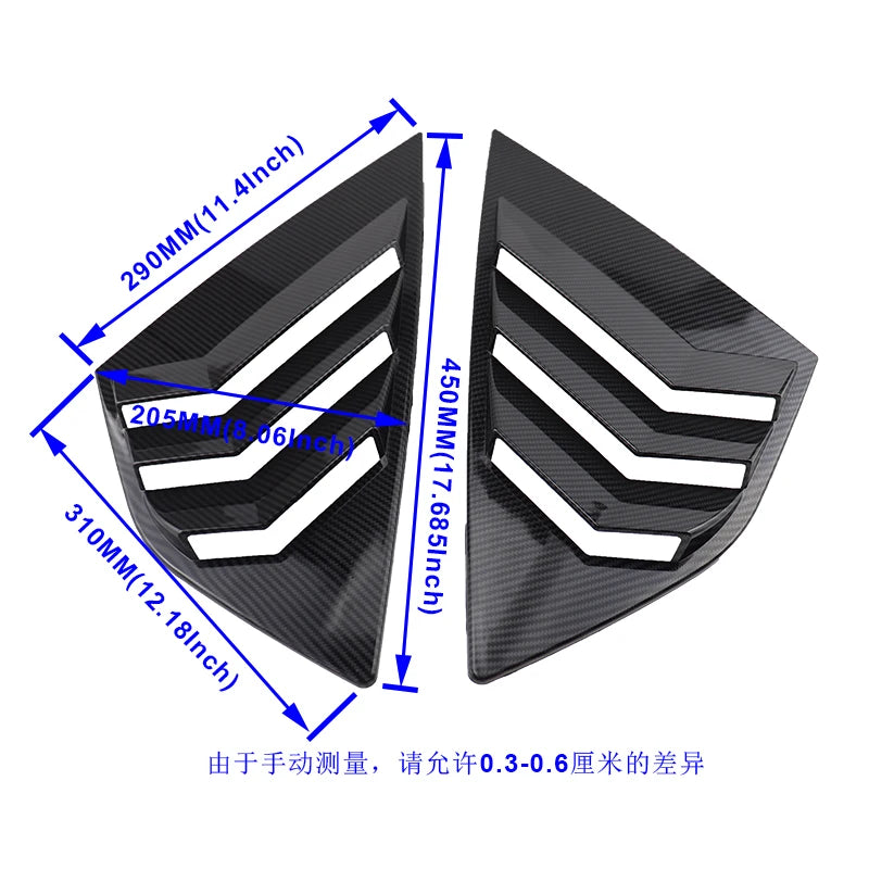Rear Quarter Window Louvers Panel Side Tuyere Vent Cover Sti
