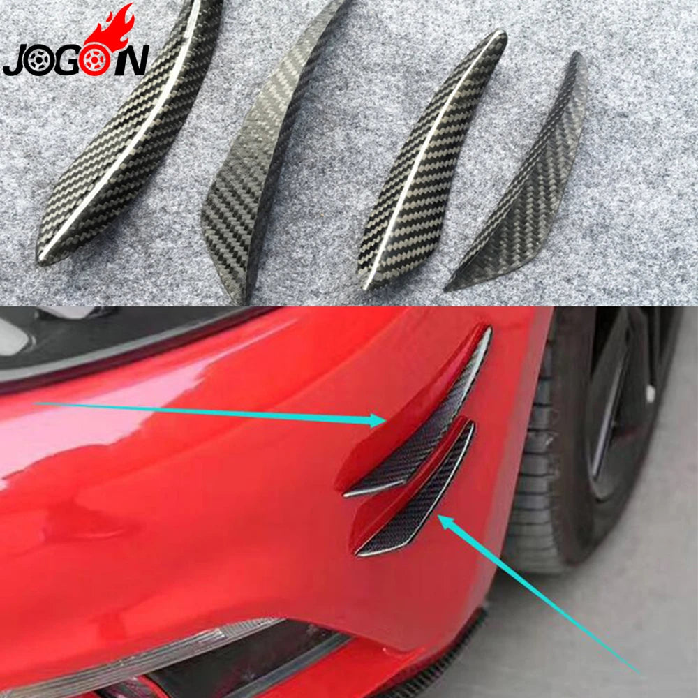 4Pcs Carbon Fiber Car Side Fins Canards Stickers Car Bumper 
