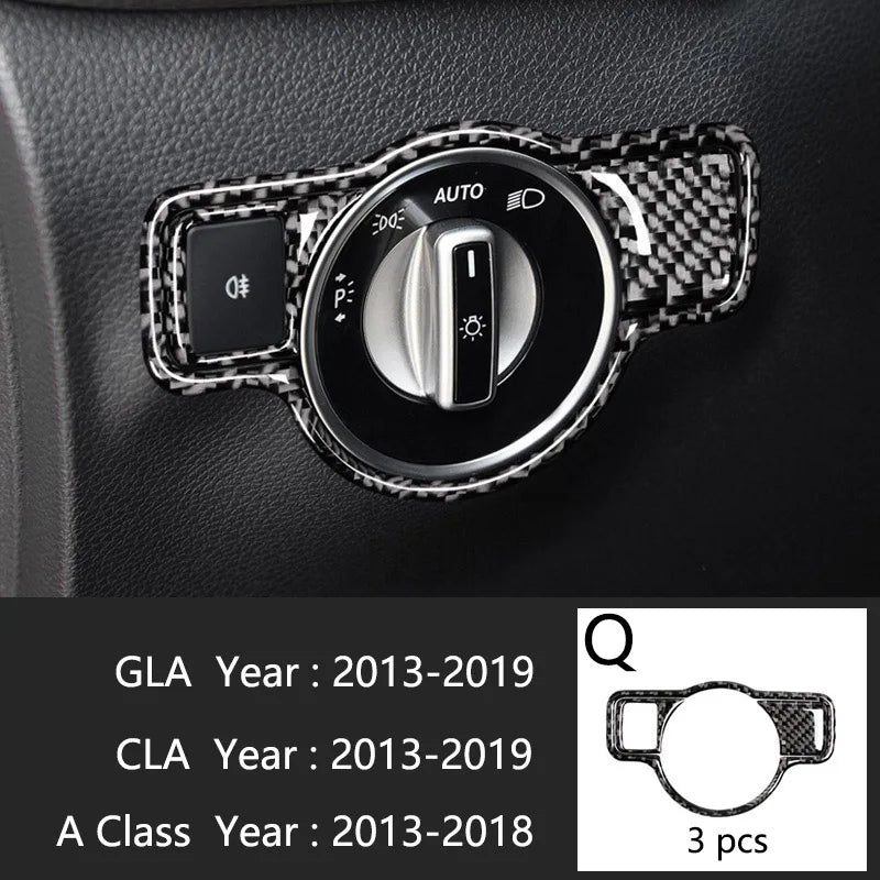 Carbon Fiber For Mercedes A GLA CLA Class W176 X156 C117 Car Interior Gearshift AC CD Panel Door Armrest Cover Trim Accessories