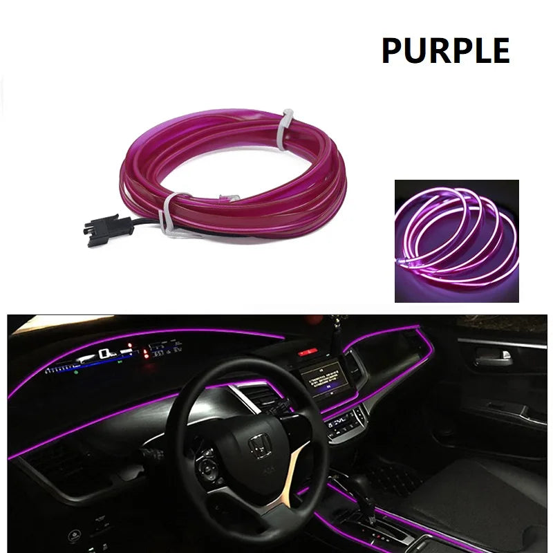 1/2/3/4/5M Car Interior Led Decorative Lamp EL Wiring Neon Strip For Auto DIY Flexible Ambient Light USB Cigar Atmosphere Diode