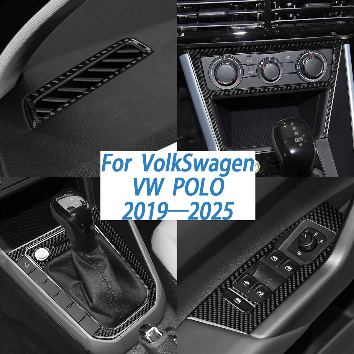 For VolkSwagen VW POLO 2019-2025 Carbon Fiber Window Lifting