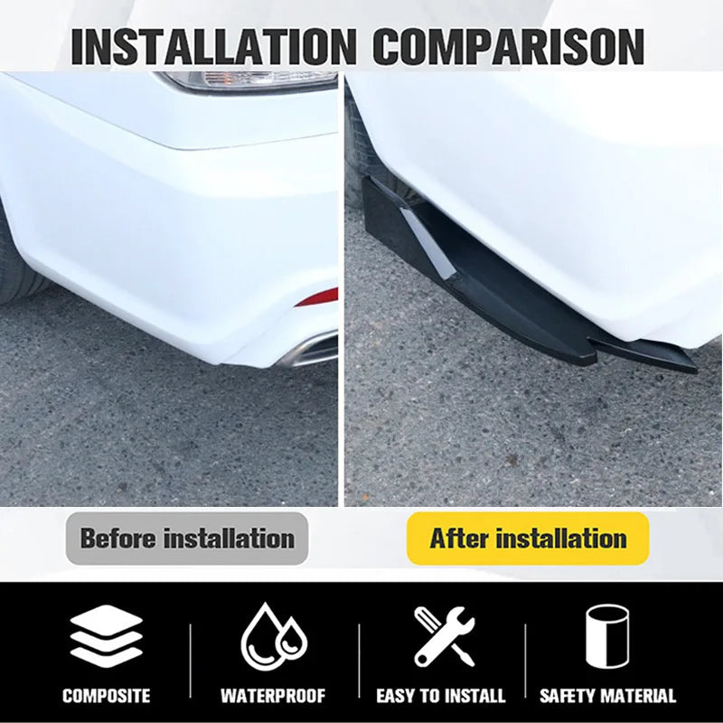 Pair Universal Car Rear Bumper Spoiler Lip Carbon Fiber Wing