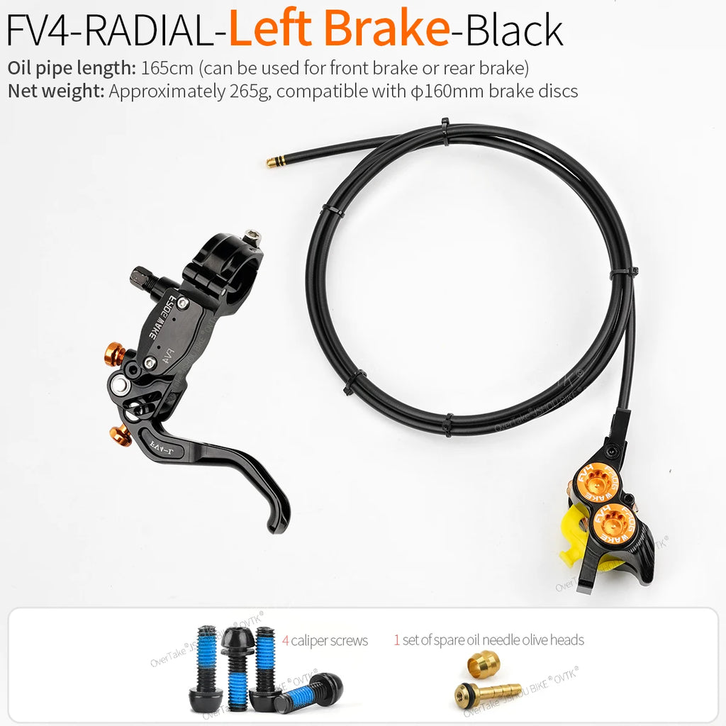 FROG WAKE FV4 4-Piston Hydraulic Disc Brake Kit Split Type Aluminum Inline Radial Front / Rear Brake Grey / Silver / Black Bike